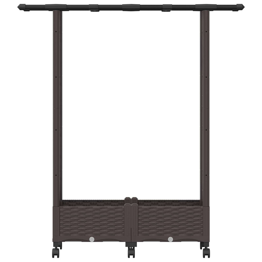 Produktbild för Upphöjd Bädd med Spaljé och Tak Brun 122,5 x 40 x 127 cm PP