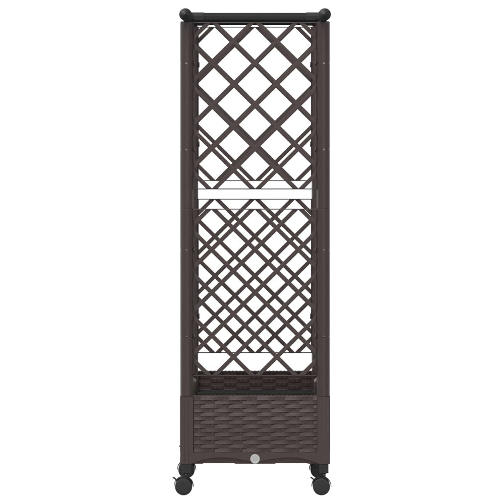 Produktbild för Upphöjd Bädd med Spaljé och Tak Brun 122,5 x 40 x 127 cm PP
