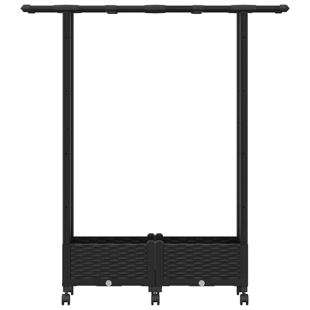 Produktbild för Upphöjd Bädd med Spaljé och Tak Svart 122,5 x 40 x 127 cm PP