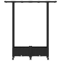 Produktbild för Upphöjd Bädd med Spaljé och Tak Svart 122,5 x 40 x 127 cm PP
