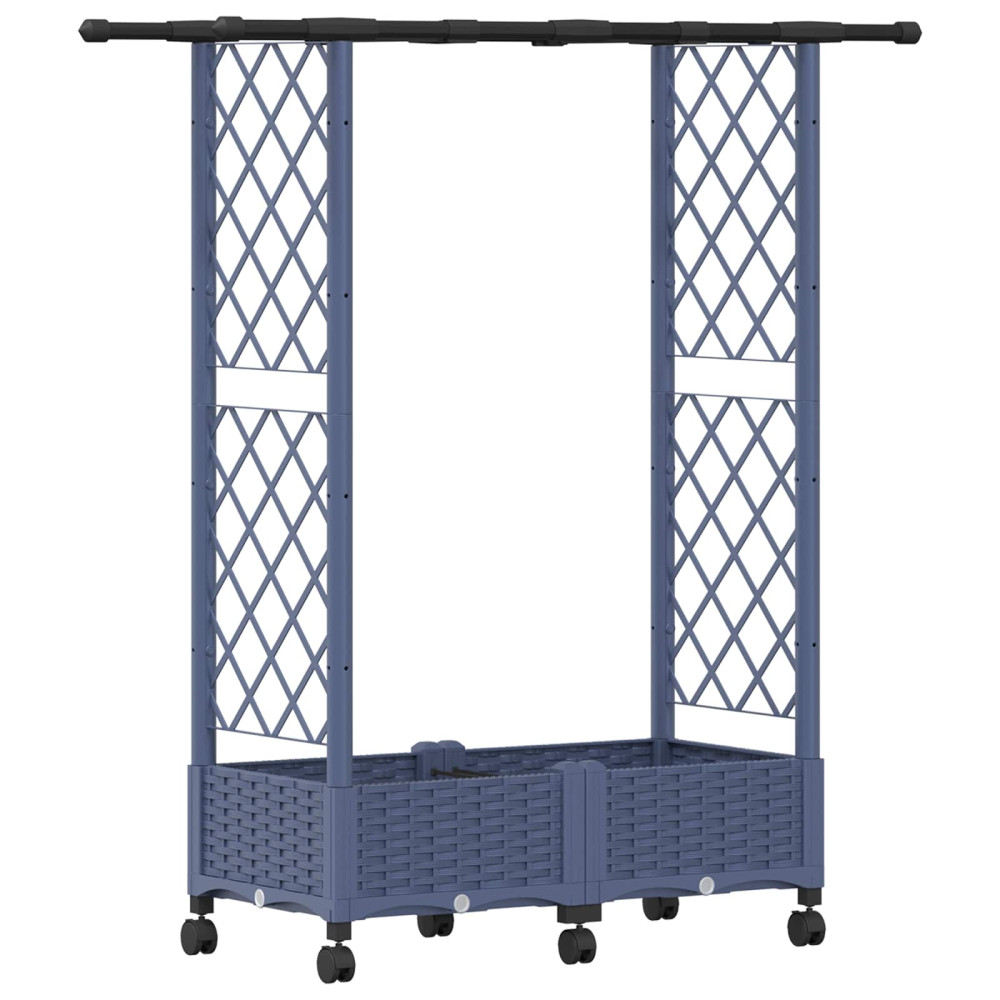 Produktbild för Upphöjd Bädd med Spaljé och Tak Grå 122,5 x 40 x 127 cm PP