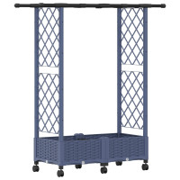 Produktbild för Upphöjd Bädd med Spaljé och Tak Grå 122,5 x 40 x 127 cm PP