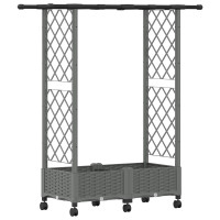 Produktbild för Upphöjd Bädd med Spaljé och Tak Ljusgrå 122,5 x 40 x 127 cm PP
