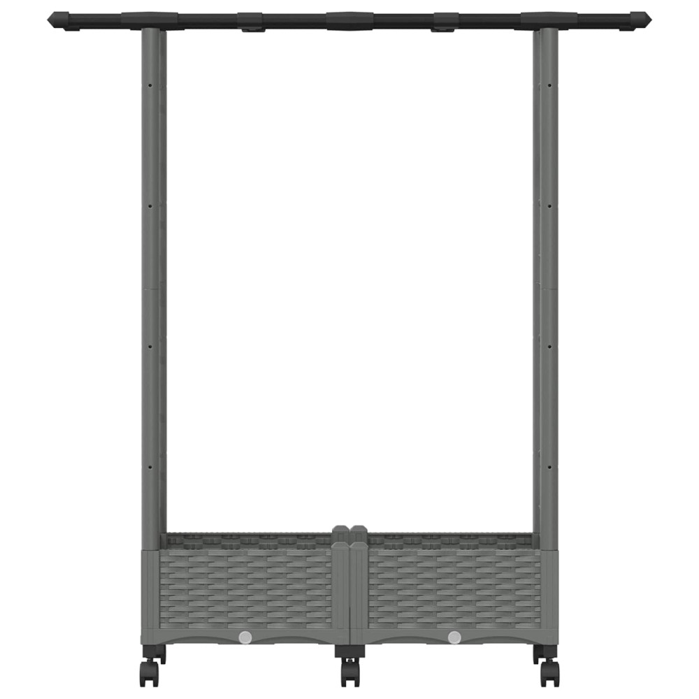 Produktbild för Upphöjd Bädd med Spaljé och Tak Ljusgrå 122,5 x 40 x 127 cm PP