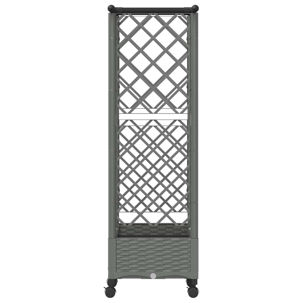 Produktbild för Upphöjd Bädd med Spaljé och Tak Ljusgrå 122,5 x 40 x 127 cm PP