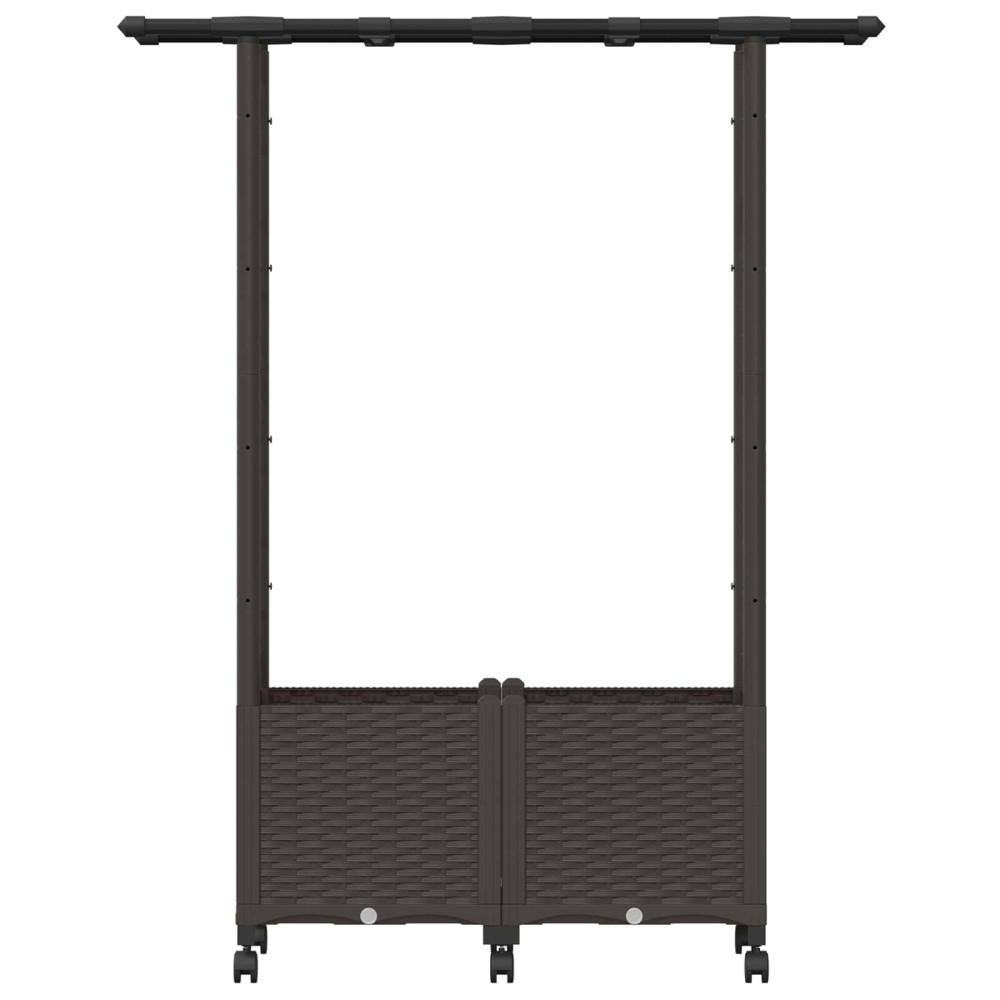 Produktbild för Upphöjd Bädd med Spaljé och Tak Brun 124,5 x 40 x 142 cm PP