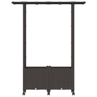 Produktbild för Upphöjd Bädd med Spaljé och Tak Brun 124,5 x 40 x 142 cm PP