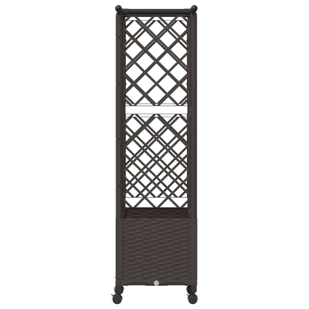 Produktbild för Upphöjd Bädd med Spaljé och Tak Brun 124,5 x 40 x 142 cm PP