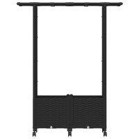 Produktbild för Upphöjd Bädd med Spaljé och Tak Svart 124,5 x 40 x 142 cm PP