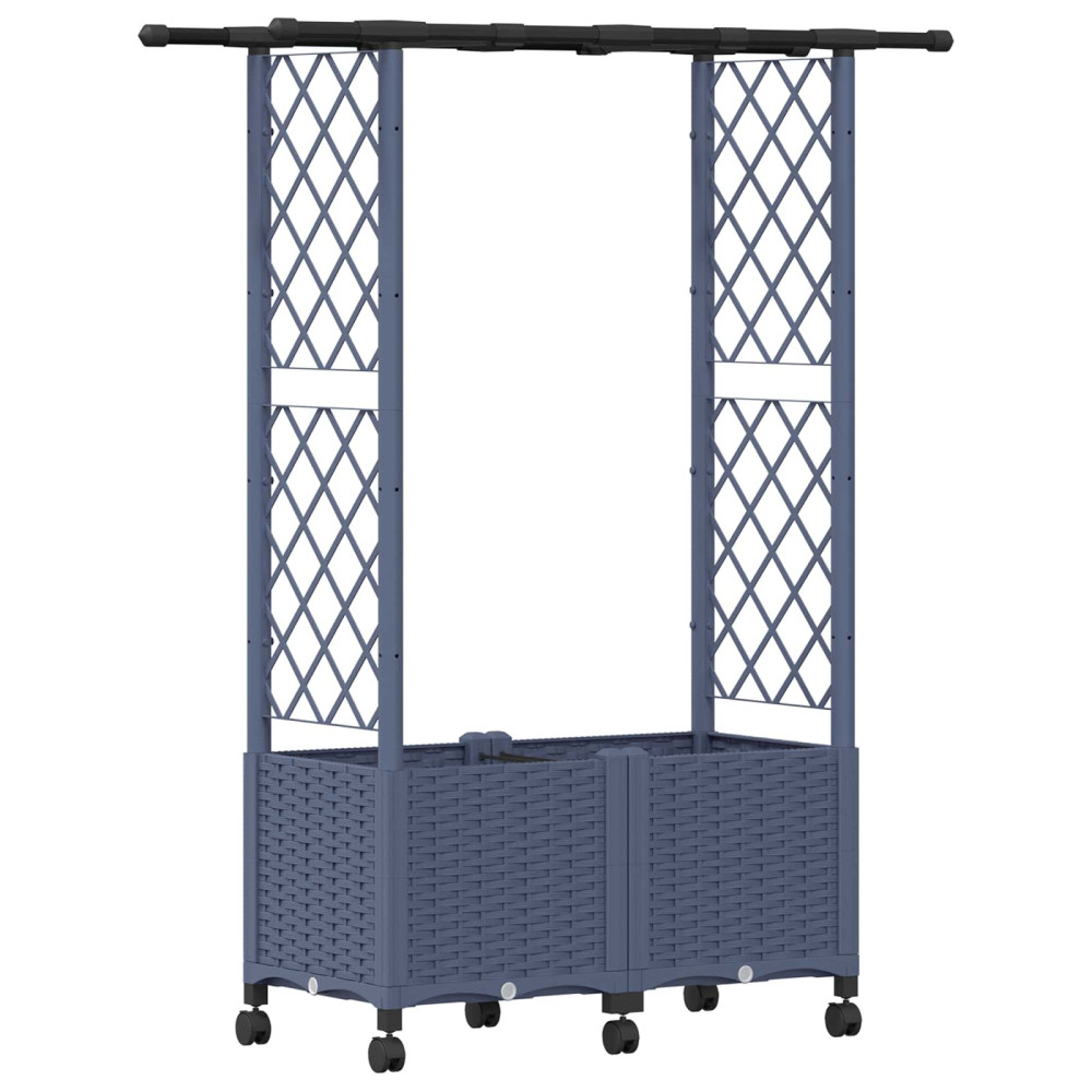 Produktbild för Upphöjd Bädd med Spaljé och Tak Grå 124,5 x 40 x 142 cm PP