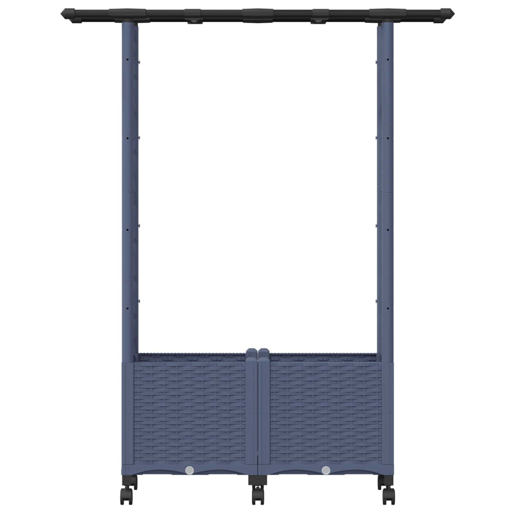 Produktbild för Upphöjd Bädd med Spaljé och Tak Grå 124,5 x 40 x 142 cm PP