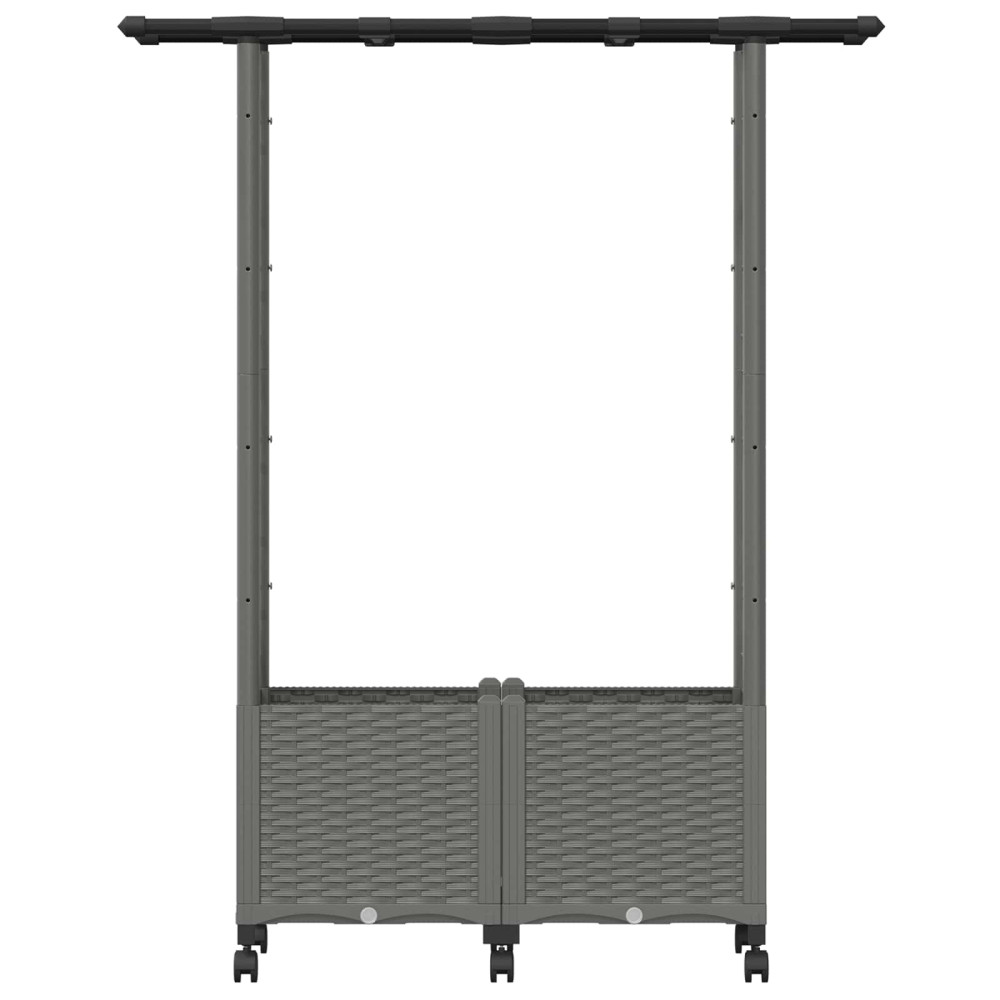 Produktbild för Upphöjd Bädd med Spaljé och Tak Ljusgrå 124,5 x 40 x 142 cm PP