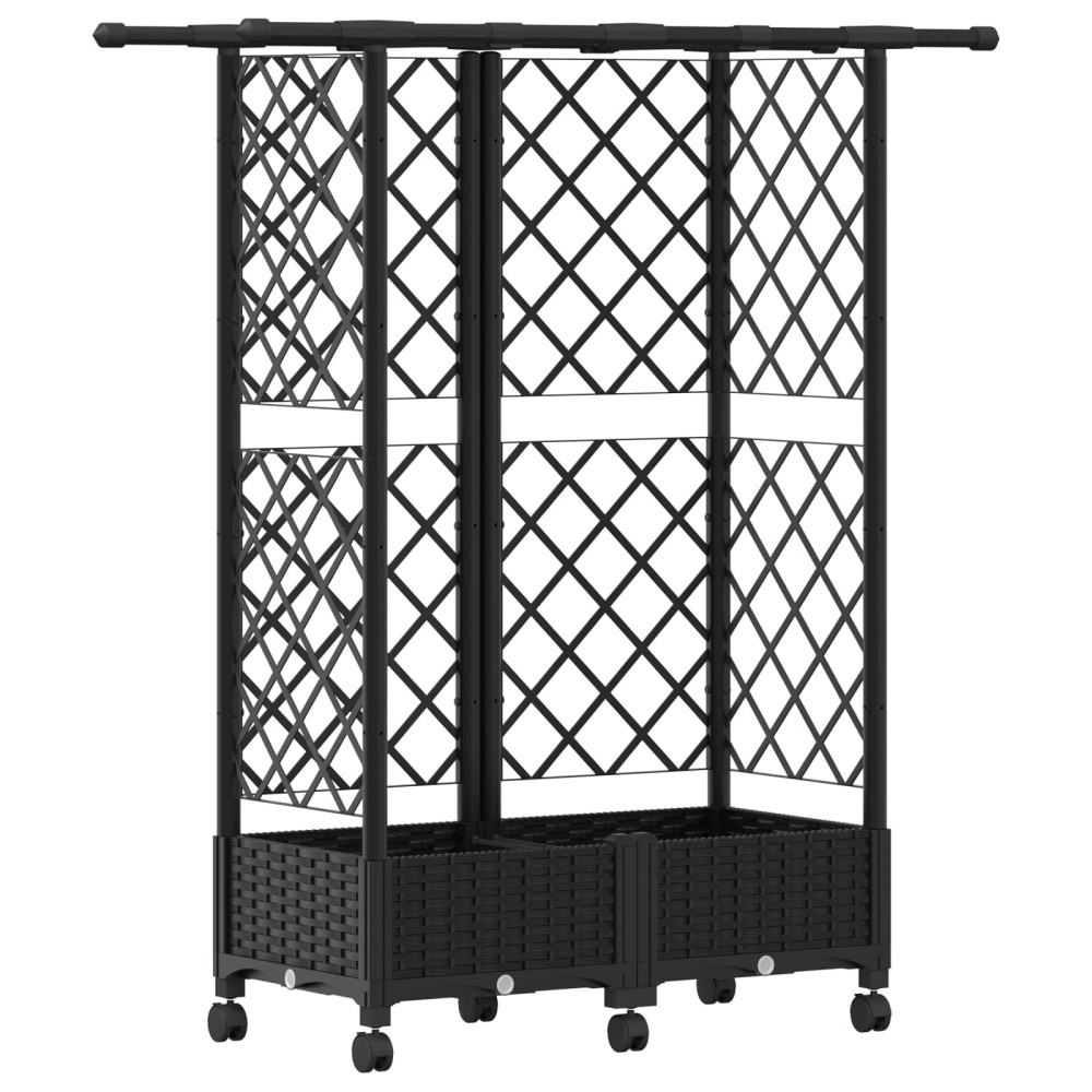 Produktbild för Upphöjd Bädd med Spaljé och Tak Svart 124 x 40 x 127 cm PP