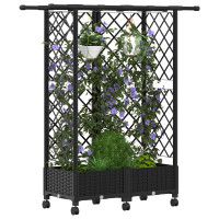 Produktbild för Upphöjd Bädd med Spaljé och Tak Svart 124 x 40 x 127 cm PP
