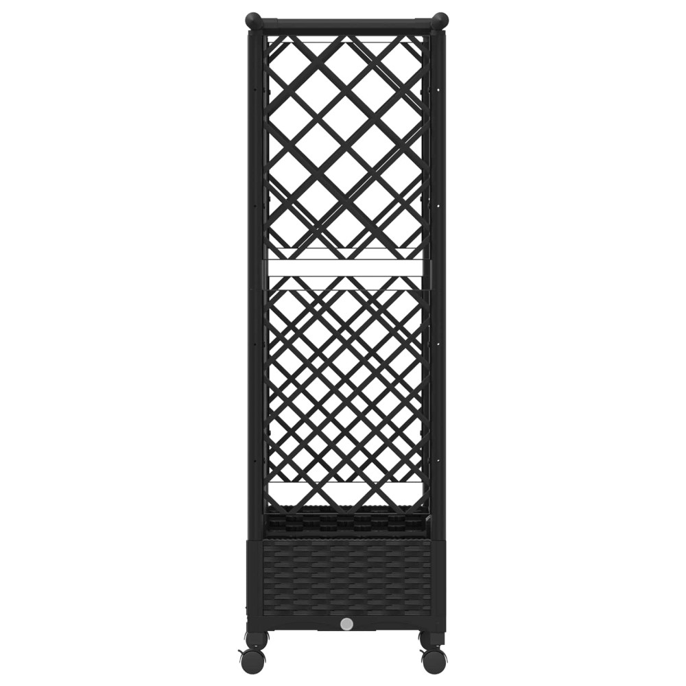 Produktbild för Upphöjd Bädd med Spaljé och Tak Svart 124 x 40 x 127 cm PP