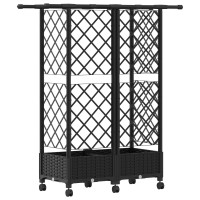 Produktbild för Upphöjd Bädd med Spaljé och Tak Svart 124 x 40 x 127 cm PP