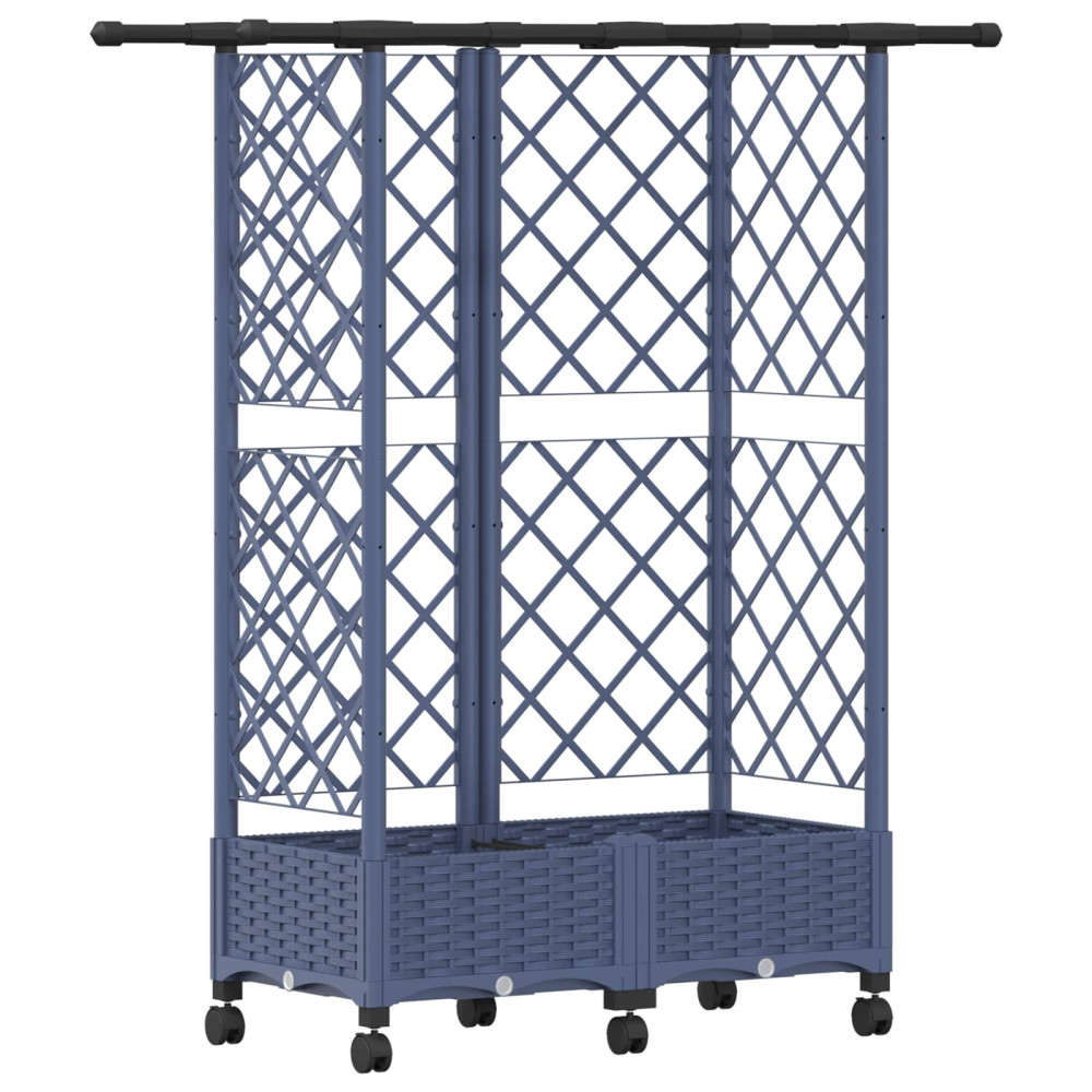 Produktbild för Upphöjd Bädd med Spaljé och Tak Grå 124 x 40 x 127 cm PP