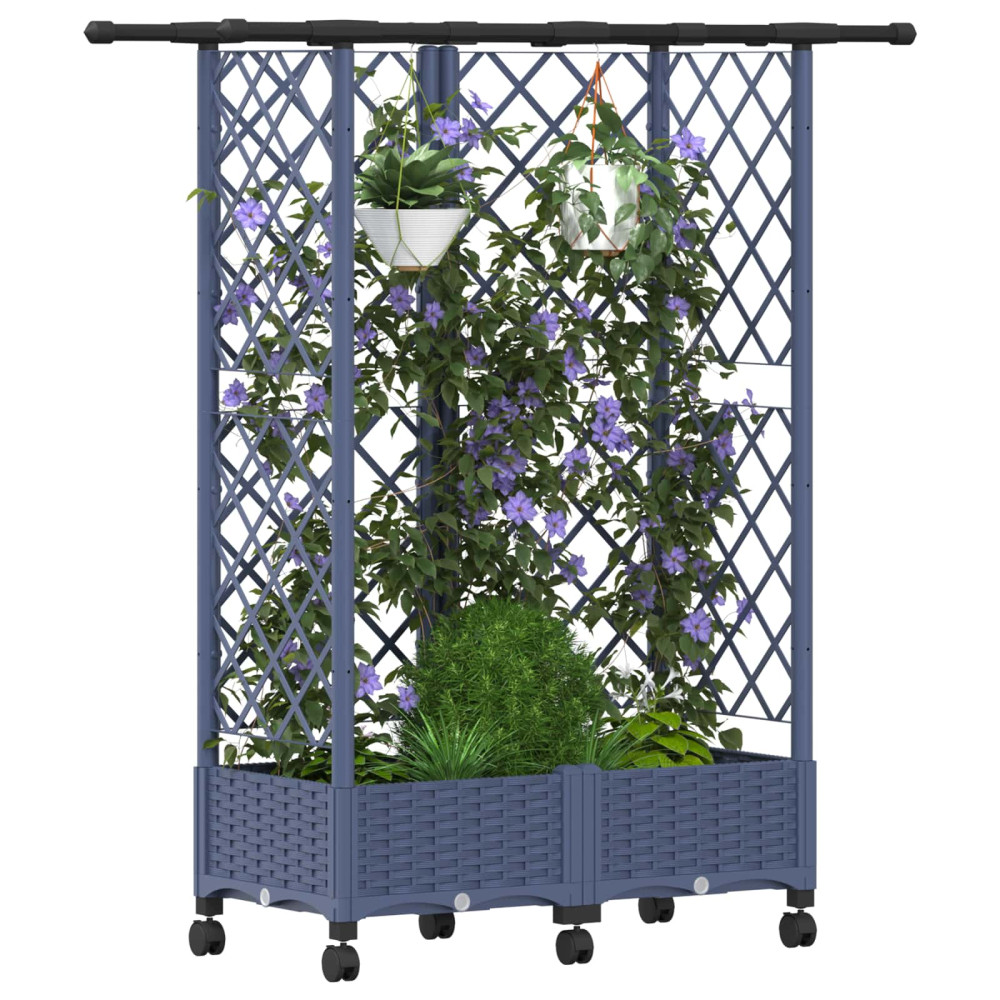 Produktbild för Upphöjd Bädd med Spaljé och Tak Grå 124 x 40 x 127 cm PP