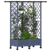 Produktbild för Upphöjd Bädd med Spaljé och Tak Grå 124 x 40 x 127 cm PP