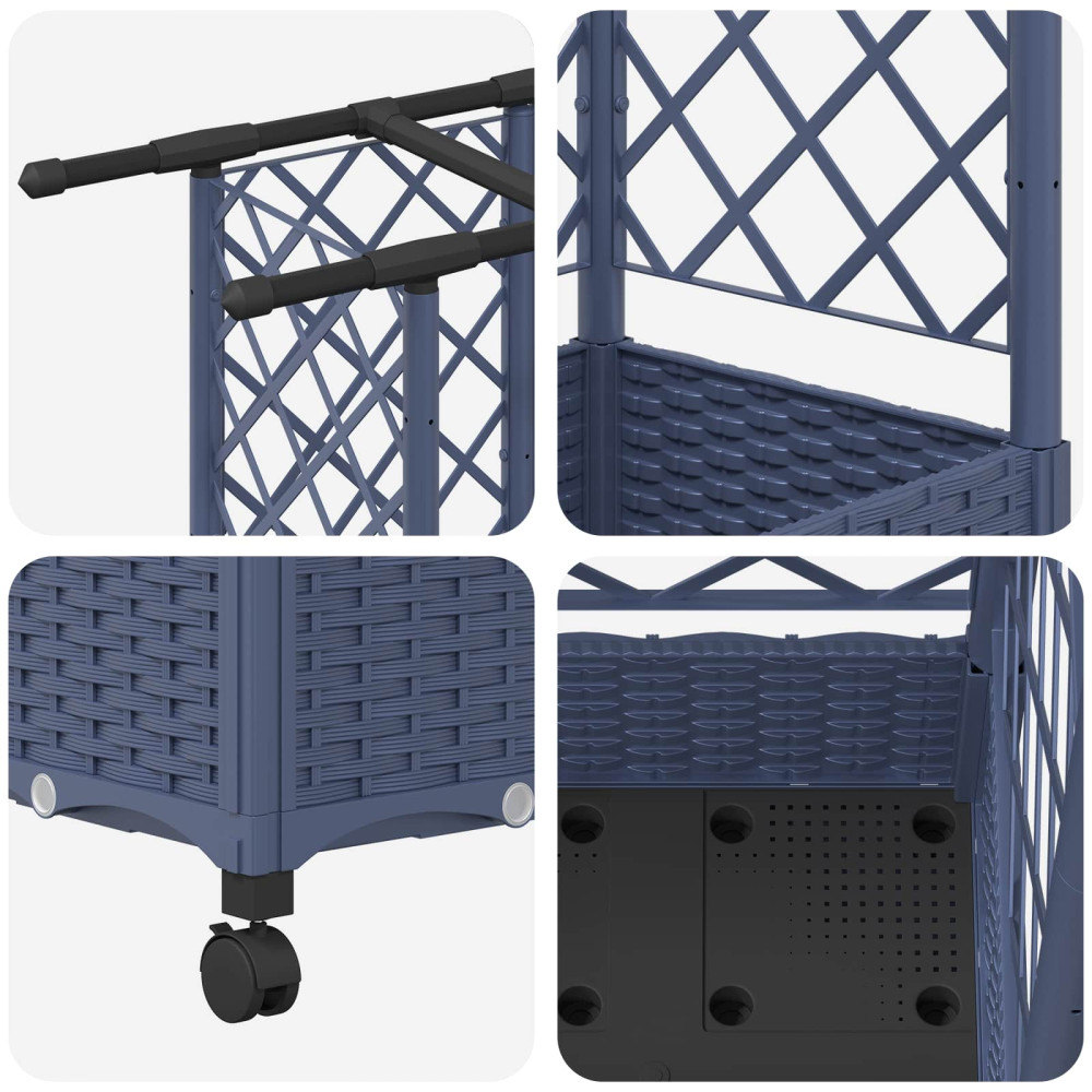 Produktbild för Upphöjd Bädd med Spaljé och Tak Grå 124 x 40 x 127 cm PP
