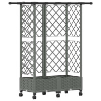 Produktbild för Upphöjd Bädd med Spaljé och Tak Ljusgrå 124 x 40 x 127 cm PP