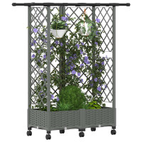 Produktbild för Upphöjd Bädd med Spaljé och Tak Ljusgrå 124 x 40 x 127 cm PP