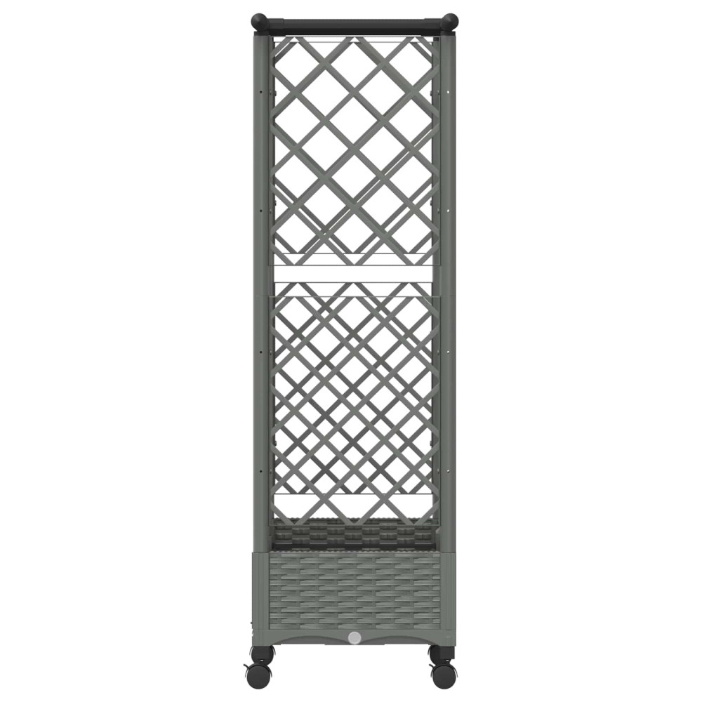 Produktbild för Upphöjd Bädd med Spaljé och Tak Ljusgrå 124 x 40 x 127 cm PP