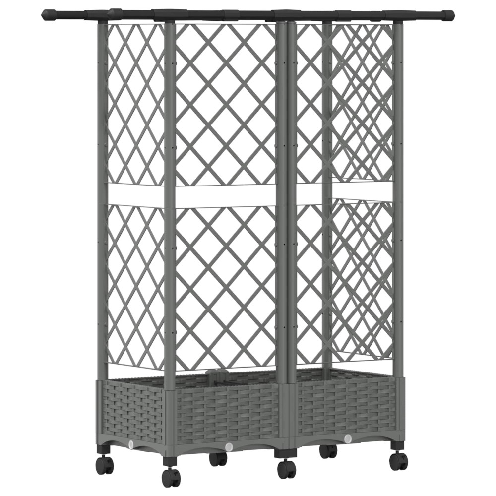 Produktbild för Upphöjd Bädd med Spaljé och Tak Ljusgrå 124 x 40 x 127 cm PP