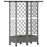Produktbild för Upphöjd Bädd med Spaljé och Tak Ljusgrå 124 x 40 x 127 cm PP