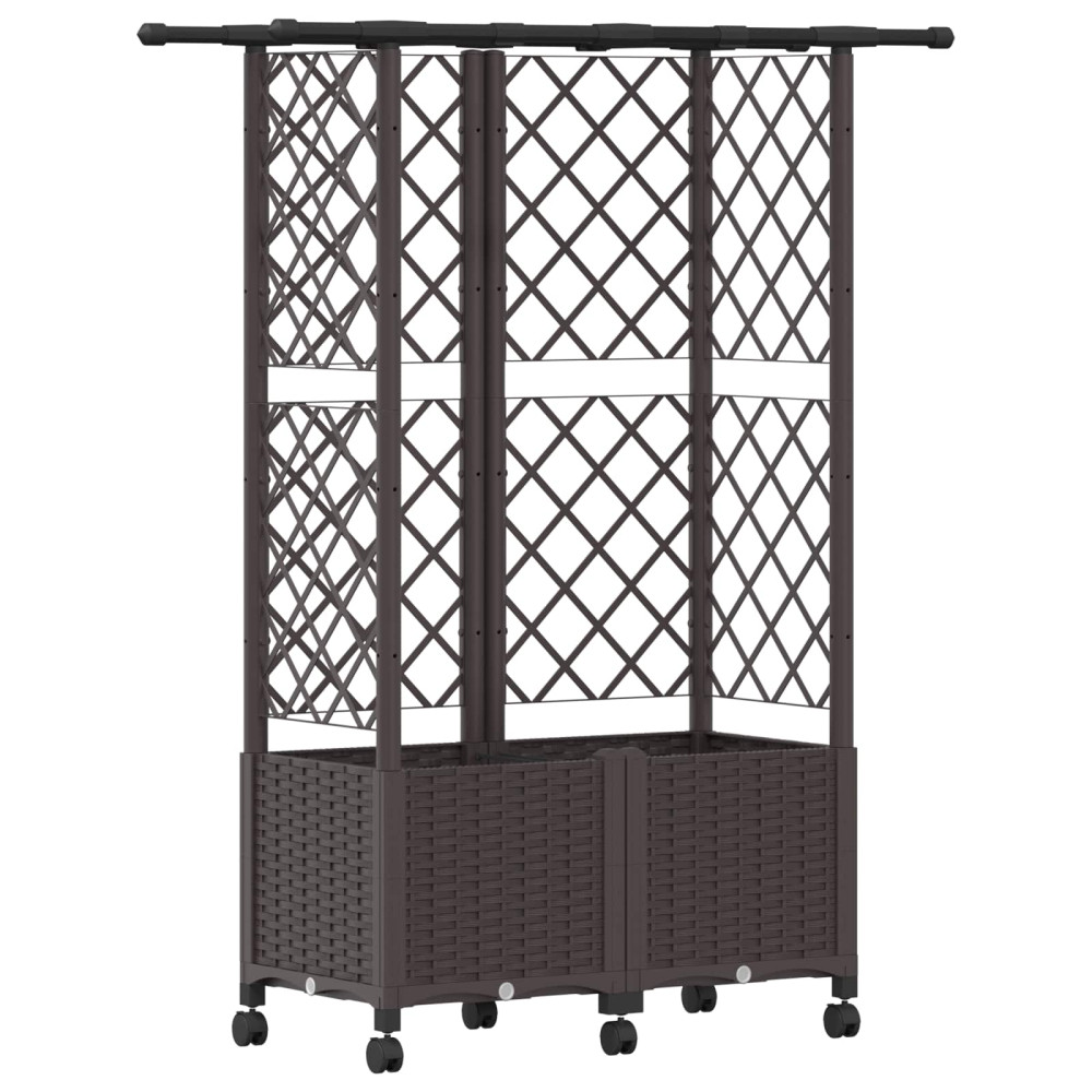 Produktbild för Upphöjd Bädd med Spaljé och Tak Brun 124 x 40 x 142 cm PP