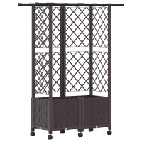 Produktbild för Upphöjd Bädd med Spaljé och Tak Brun 124 x 40 x 142 cm PP
