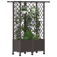 Produktbild för Upphöjd Bädd med Spaljé och Tak Brun 124 x 40 x 142 cm PP