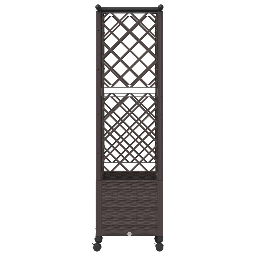 Produktbild för Upphöjd Bädd med Spaljé och Tak Brun 124 x 40 x 142 cm PP