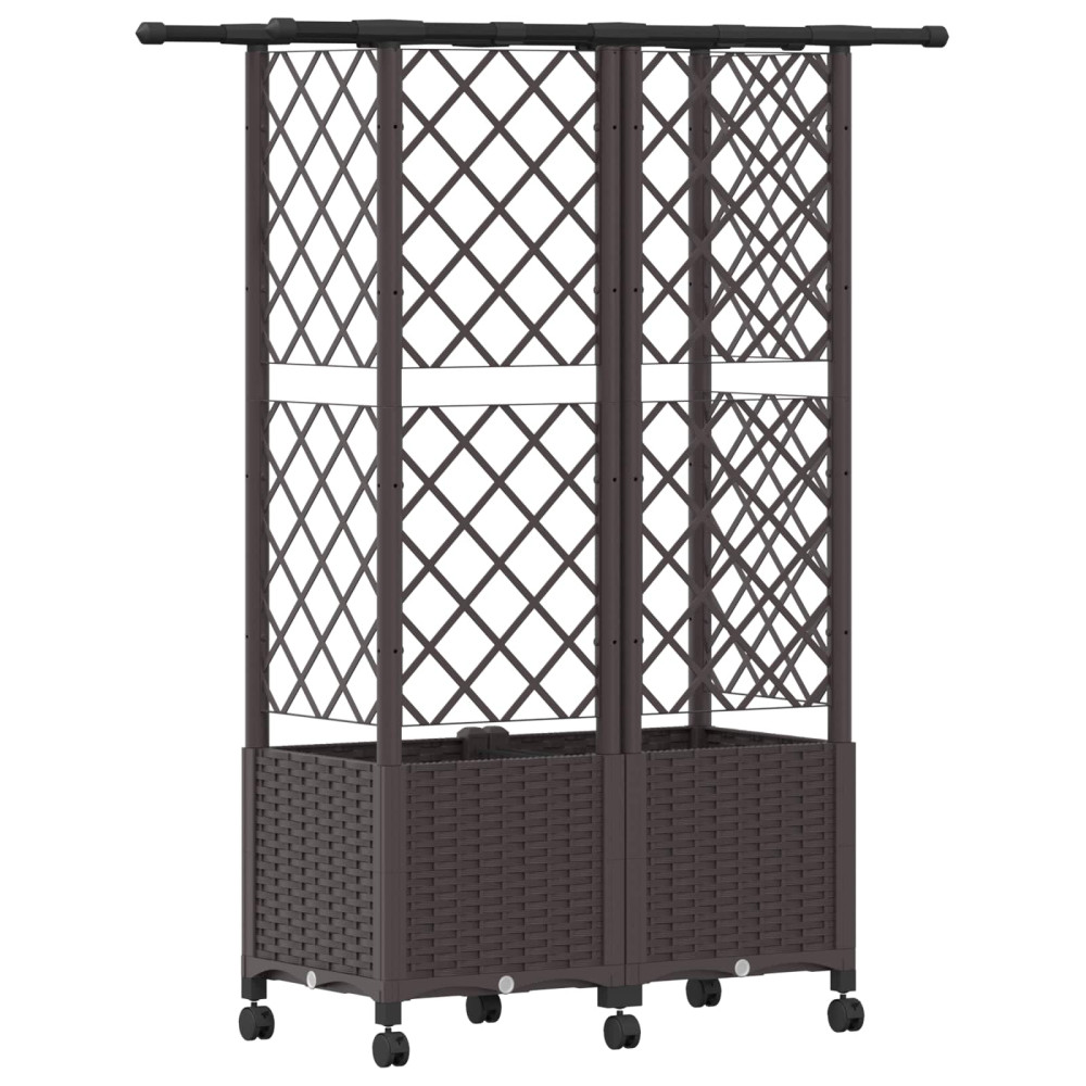 Produktbild för Upphöjd Bädd med Spaljé och Tak Brun 124 x 40 x 142 cm PP