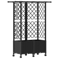 Produktbild för Upphöjd Bädd med Spaljé och Tak Svart 124 x 40 x 142 cm PP