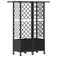 Produktbild för Upphöjd Bädd med Spaljé och Tak Svart 124 x 40 x 142 cm PP