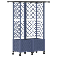 Produktbild för Upphöjd Bädd med Spaljé och Tak Grå 124 x 40 x 142 cm PP