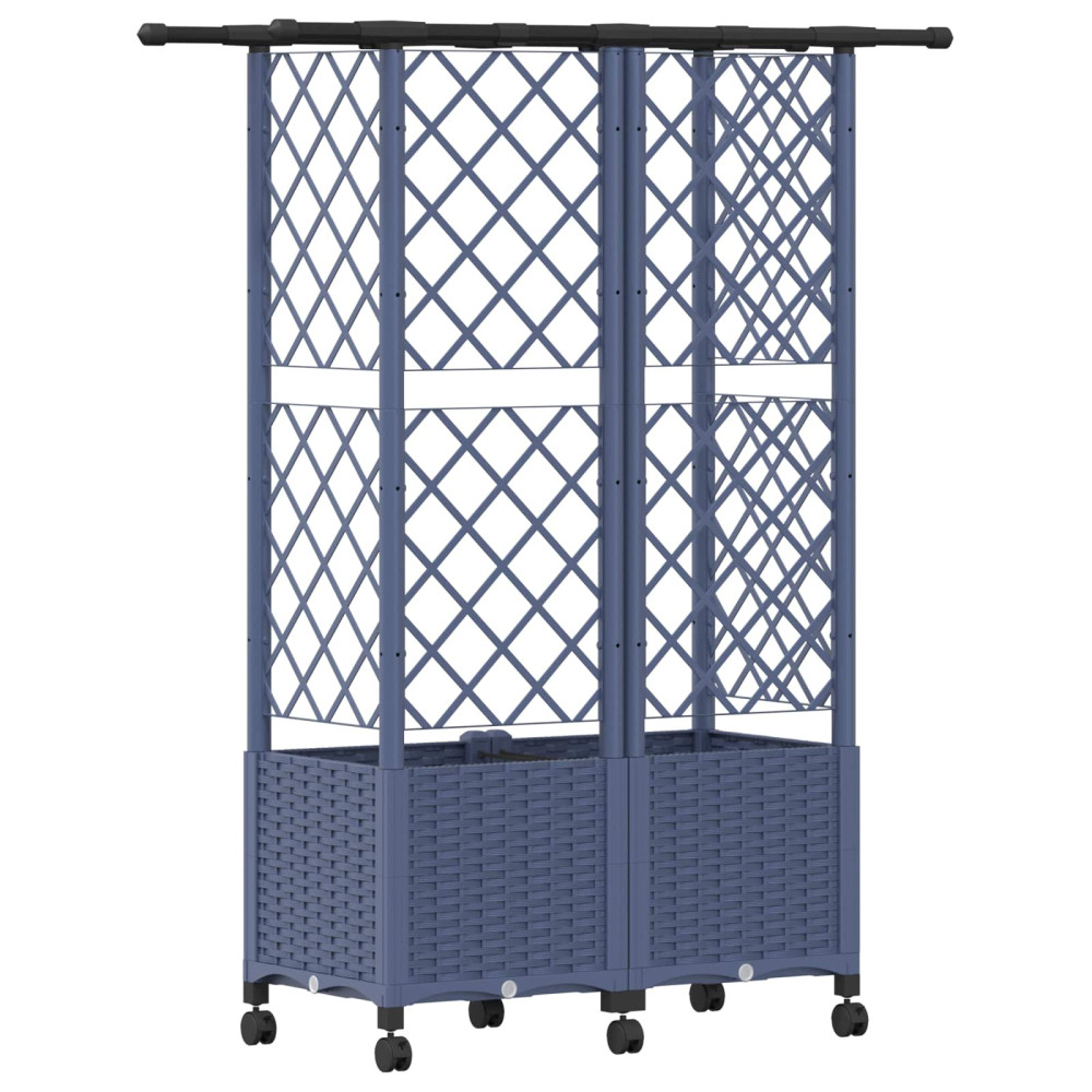 Produktbild för Upphöjd Bädd med Spaljé och Tak Grå 124 x 40 x 142 cm PP