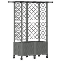 Produktbild för Upphöjd Bädd med Spaljé och Tak Ljusgrå 124 x 40 x 142 cm PP