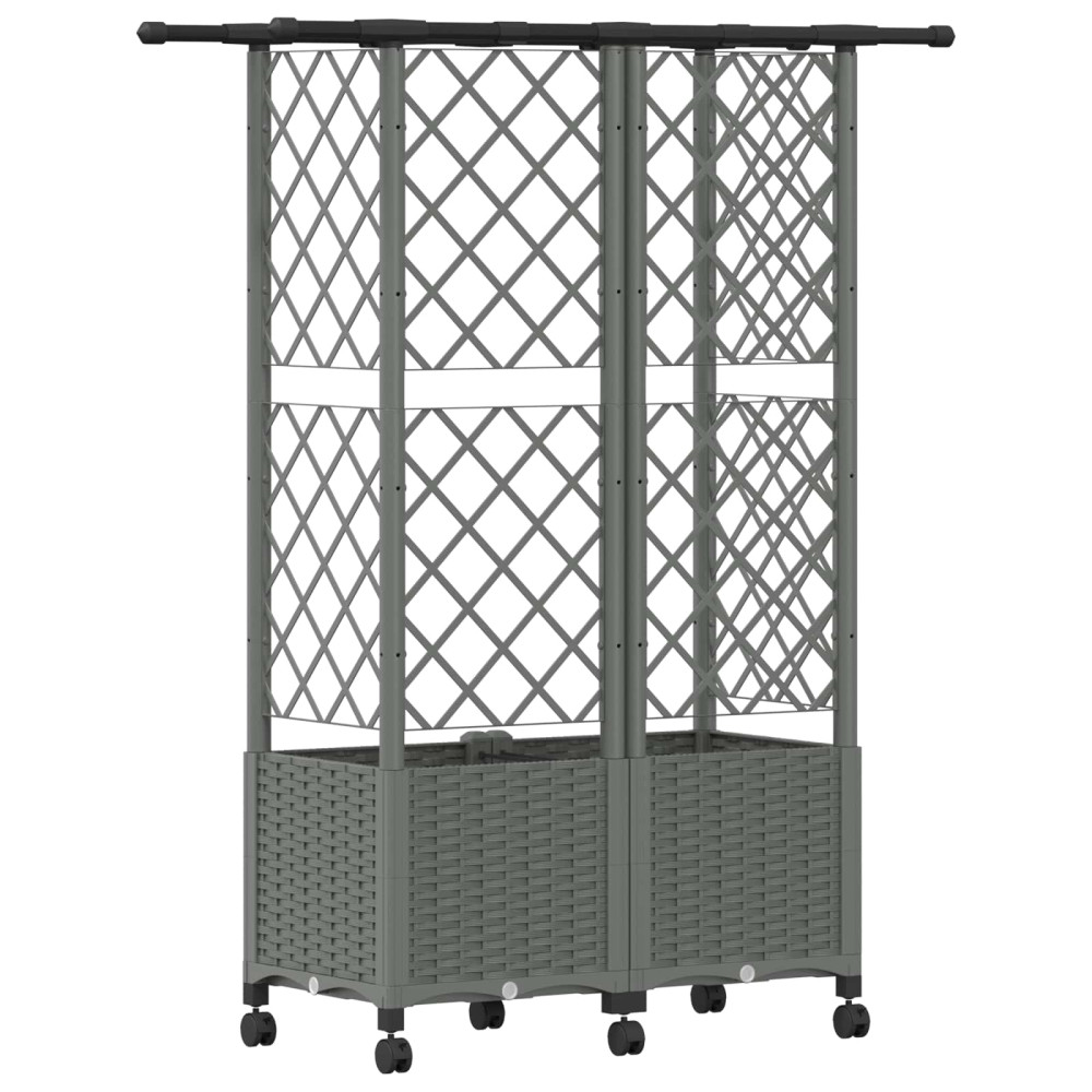 Produktbild för Upphöjd Bädd med Spaljé och Tak Ljusgrå 124 x 40 x 142 cm PP