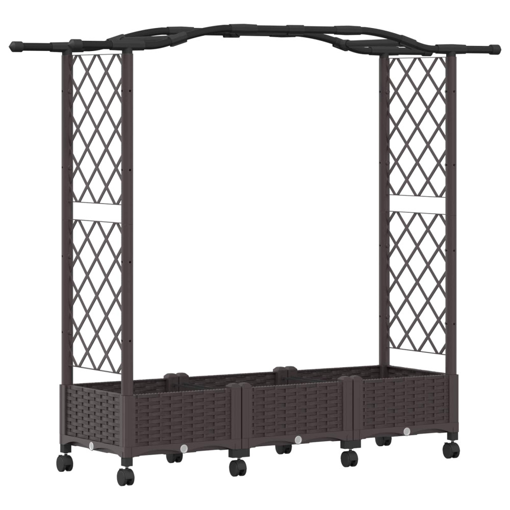 Produktbild för Höjd säng med spaljé och hjul Brun 169 x 40 x 129 cm PP