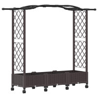 Produktbild för Höjd säng med spaljé och hjul Brun 169 x 40 x 129 cm PP