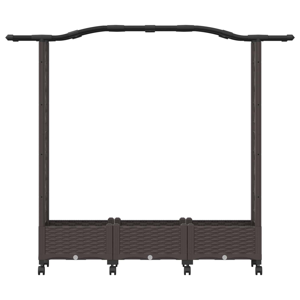 Produktbild för Höjd säng med spaljé och hjul Brun 169 x 40 x 129 cm PP