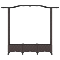 Produktbild för Höjd säng med spaljé och hjul Brun 169 x 40 x 129 cm PP