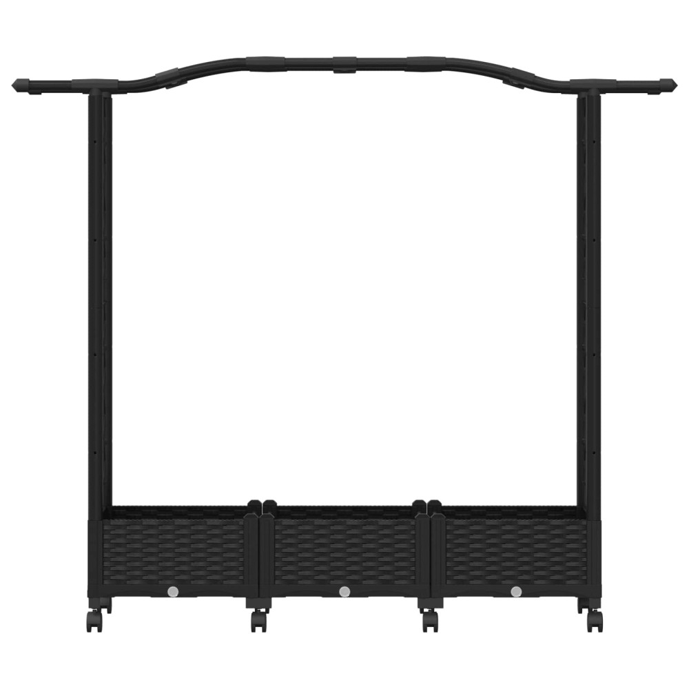 Produktbild för Upphöjd Bädd med Spaljé och Tak Svart 169 x 40 x 129 cm PP