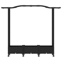 Produktbild för Upphöjd Bädd med Spaljé och Tak Svart 169 x 40 x 129 cm PP