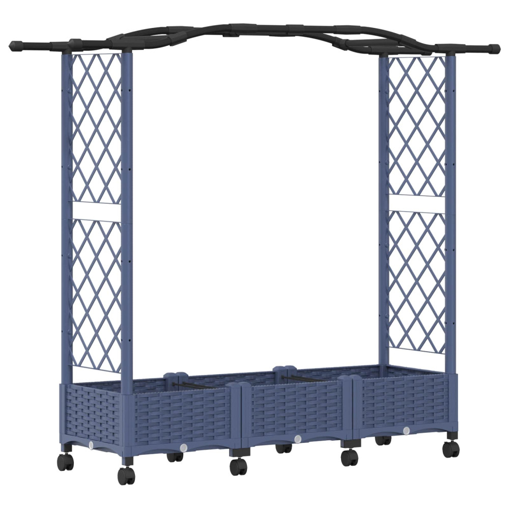 Produktbild för Upphöjd Bädd med Spaljé och Tak Grå 169 x 40 x 129 cm PP