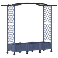 Produktbild för Upphöjd Bädd med Spaljé och Tak Grå 169 x 40 x 129 cm PP