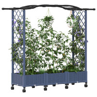 Produktbild för Upphöjd Bädd med Spaljé och Tak Grå 169 x 40 x 129 cm PP