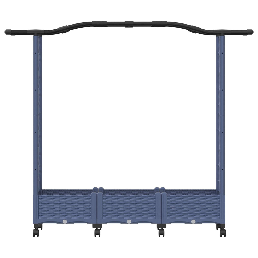 Produktbild för Upphöjd Bädd med Spaljé och Tak Grå 169 x 40 x 129 cm PP